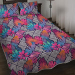 Psychedelic Tropical Aloha Pattern Print Quilt Bed Set