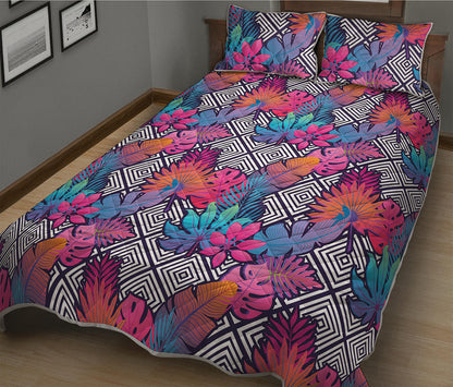 Psychedelic Tropical Aloha Pattern Print Quilt Bed Set