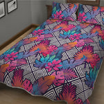 Psychedelic Tropical Aloha Pattern Print Quilt Bed Set