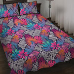 Psychedelic Tropical Aloha Pattern Print Quilt Bed Set