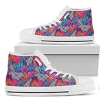 Psychedelic Tropical Aloha Pattern Print White High Top Shoes