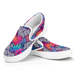 Psychedelic Tropical Aloha Pattern Print White Slip On Shoes