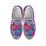 Psychedelic Tropical Aloha Pattern Print White Slip On Shoes