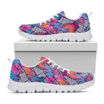 Psychedelic Tropical Aloha Pattern Print White Sneakers