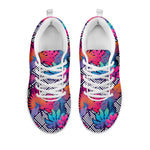 Psychedelic Tropical Aloha Pattern Print White Sneakers