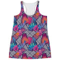 Psychedelic Tropical Aloha Pattern Print Women's Racerback Tank Top