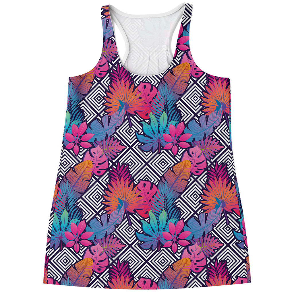 Psychedelic Tropical Aloha Pattern Print Women's Racerback Tank Top