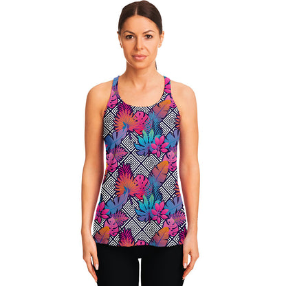 Psychedelic Tropical Aloha Pattern Print Women's Racerback Tank Top