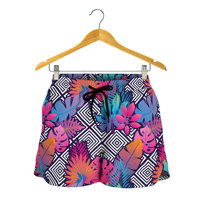 Psychedelic Tropical Aloha Pattern Print Women's Shorts