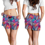 Psychedelic Tropical Aloha Pattern Print Women's Shorts