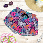 Psychedelic Tropical Aloha Pattern Print Women's Shorts