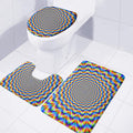 Psychedelic Wave Optical Illusion 3 Piece Bath Mat Set