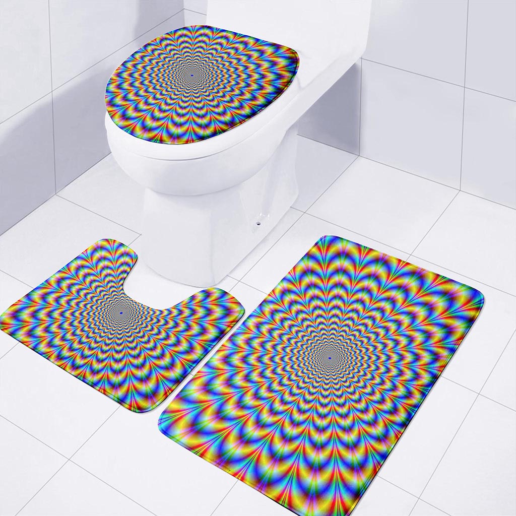 Psychedelic Wave Optical Illusion 3 Piece Bath Mat Set