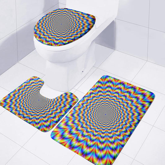 Psychedelic Wave Optical Illusion 3 Piece Bath Mat Set