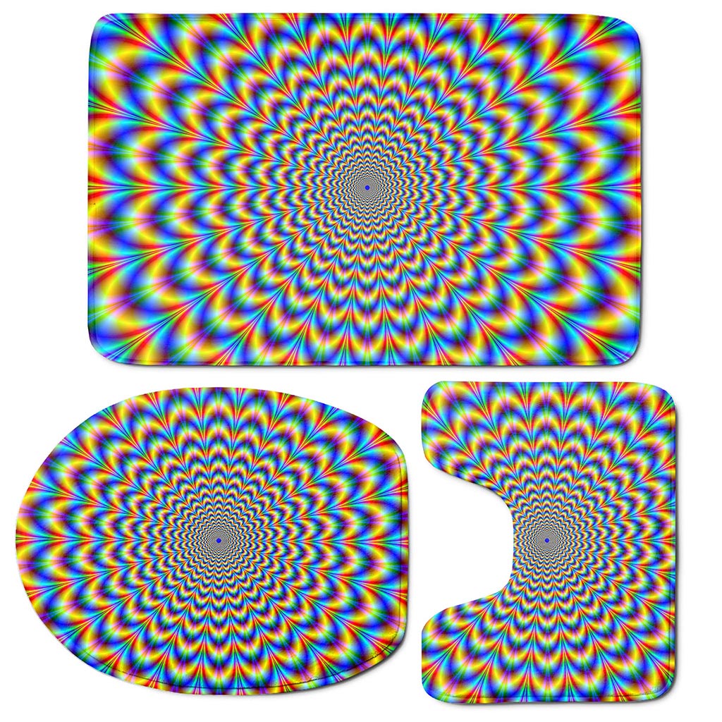 Psychedelic Wave Optical Illusion 3 Piece Bath Mat Set