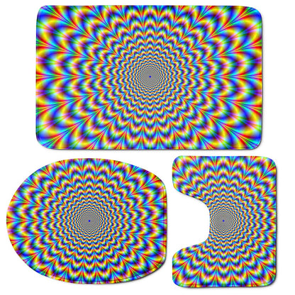 Psychedelic Wave Optical Illusion 3 Piece Bath Mat Set