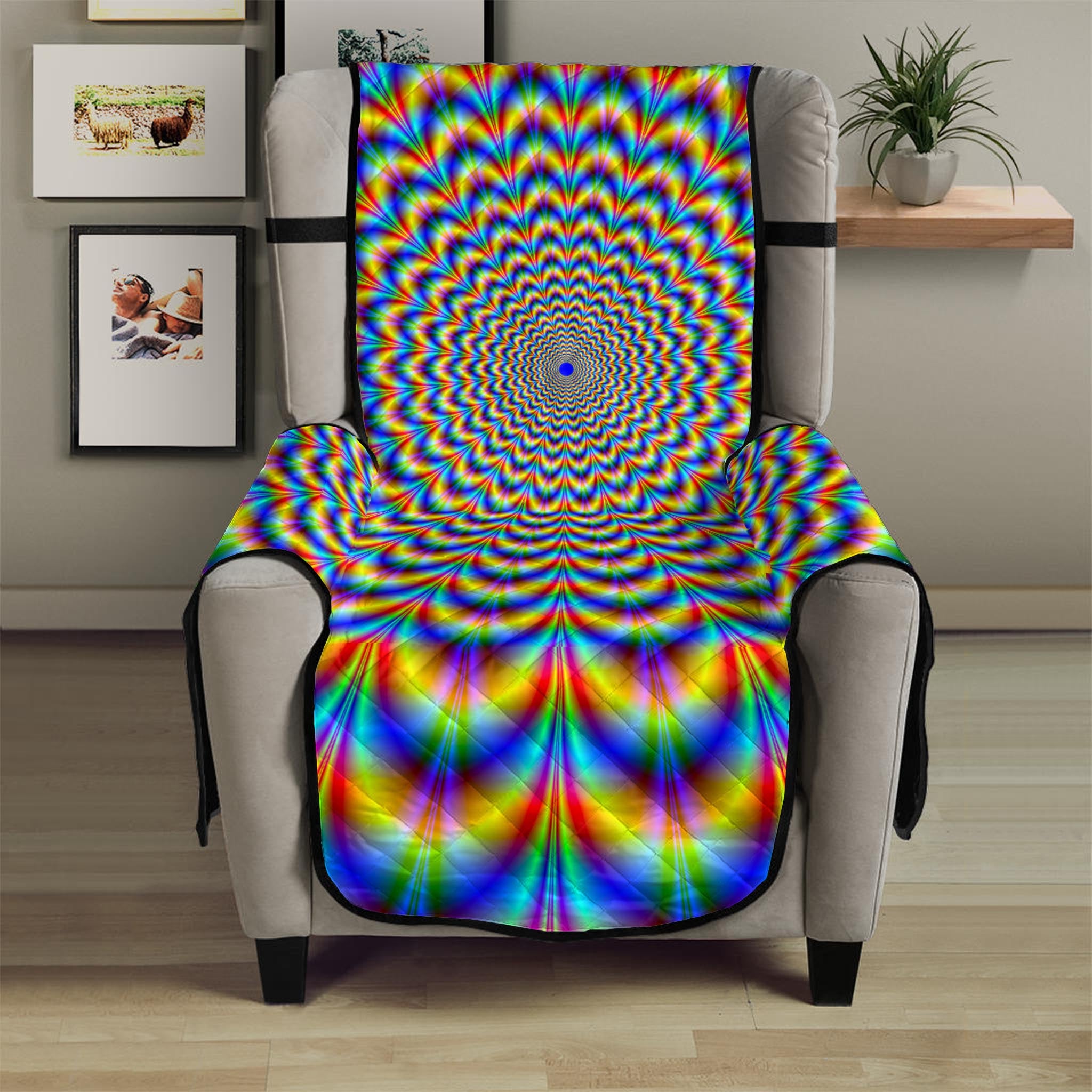 Psychedelic Wave Optical Illusion Armchair Protector