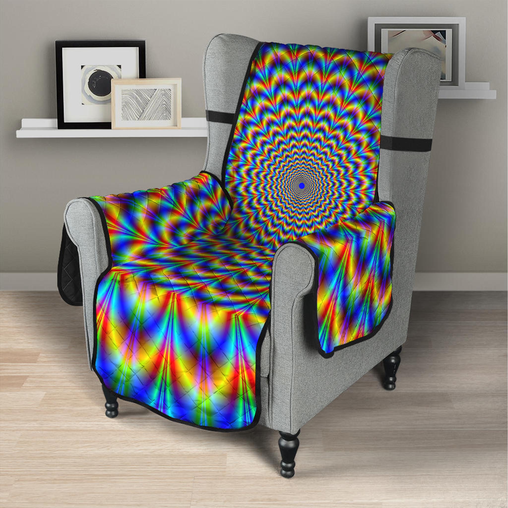 Psychedelic Wave Optical Illusion Armchair Protector