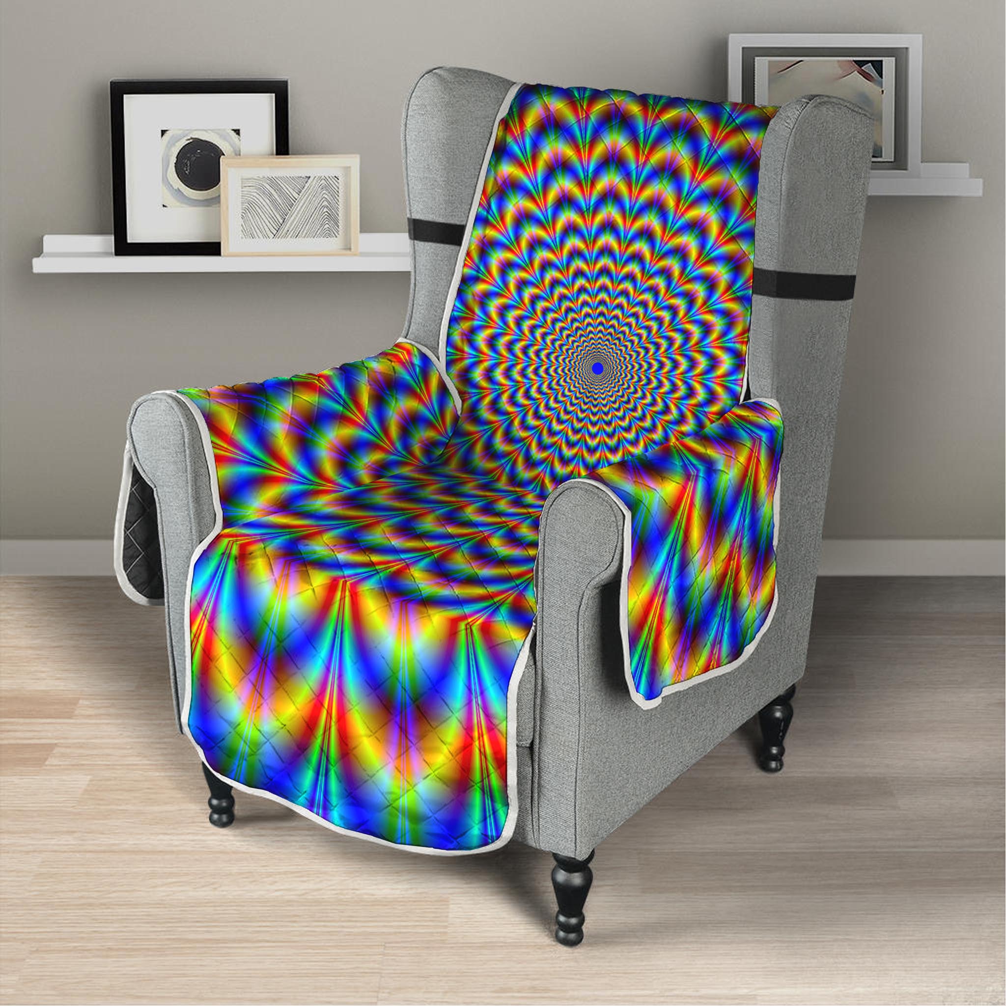 Psychedelic Wave Optical Illusion Armchair Protector