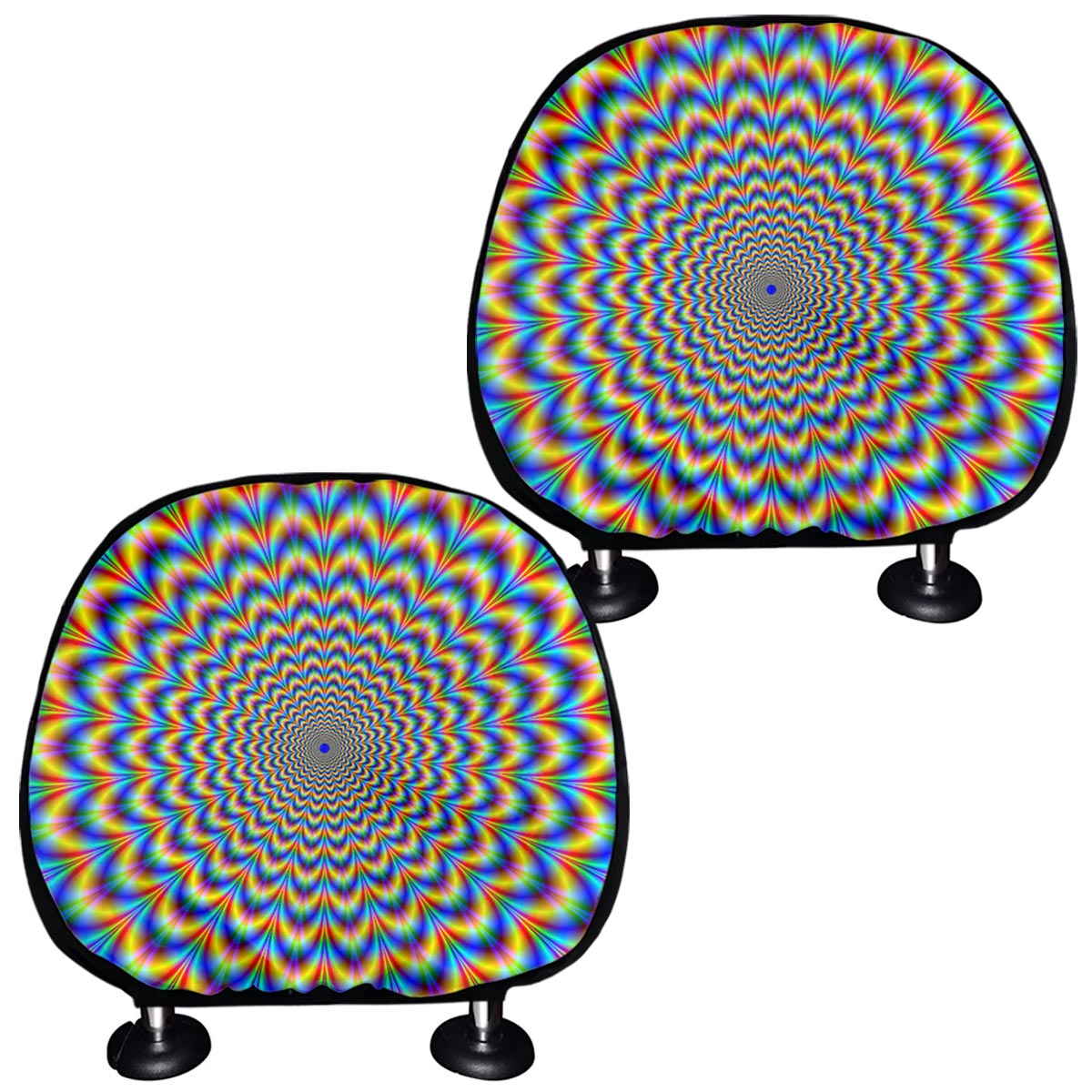 Psychedelic Wave Optical Illusion Car Headrest Covers