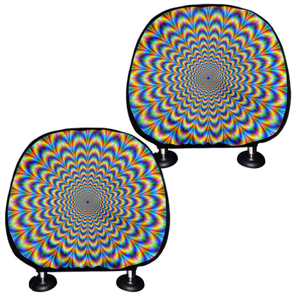 Psychedelic Wave Optical Illusion Car Headrest Covers