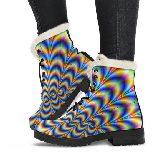 Psychedelic Wave Optical Illusion Comfy Boots GearFrost