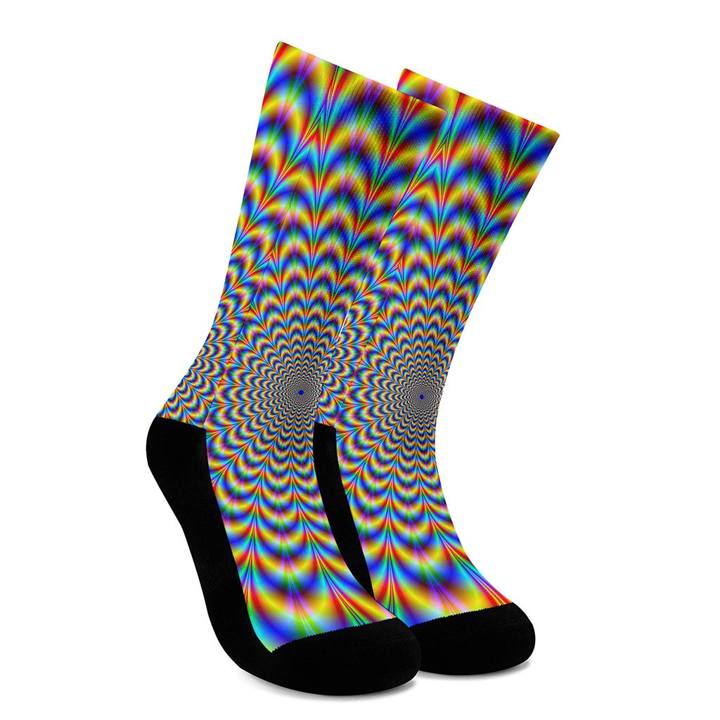 Psychedelic Wave Optical Illusion Crew Socks