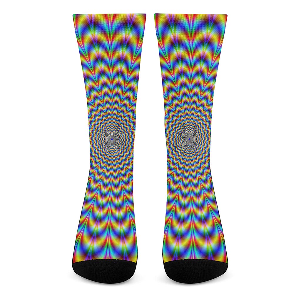 Psychedelic Wave Optical Illusion Crew Socks