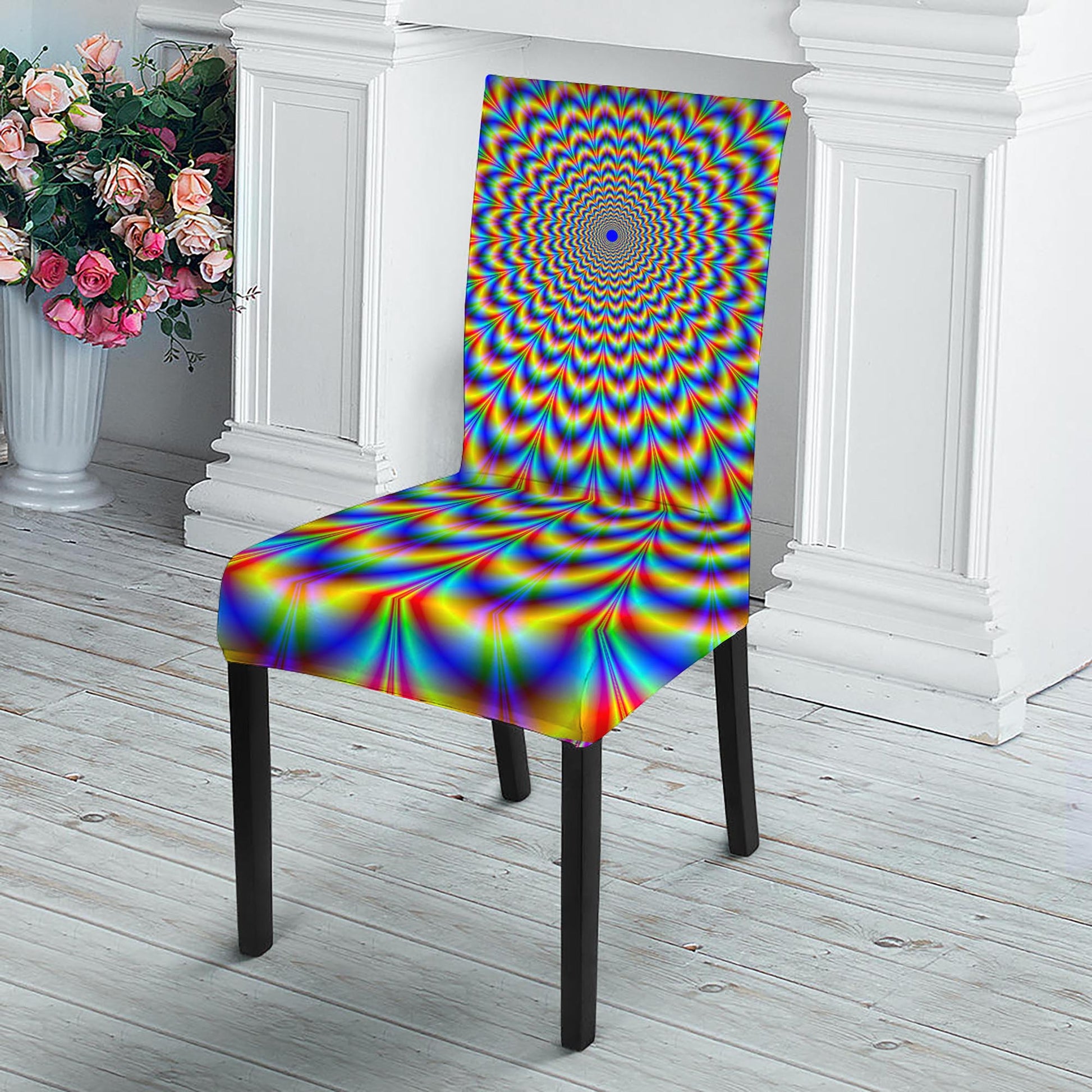 Psychedelic Wave Optical Illusion Dining Chair Slipcover