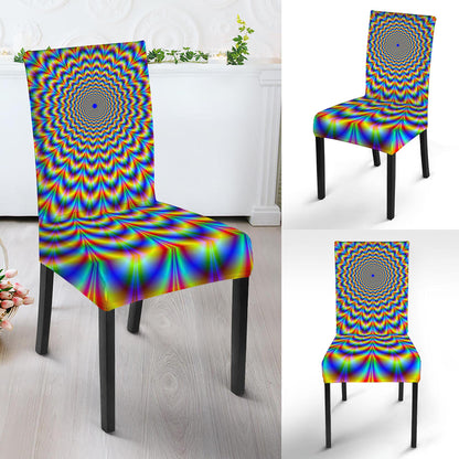 Psychedelic Wave Optical Illusion Dining Chair Slipcover