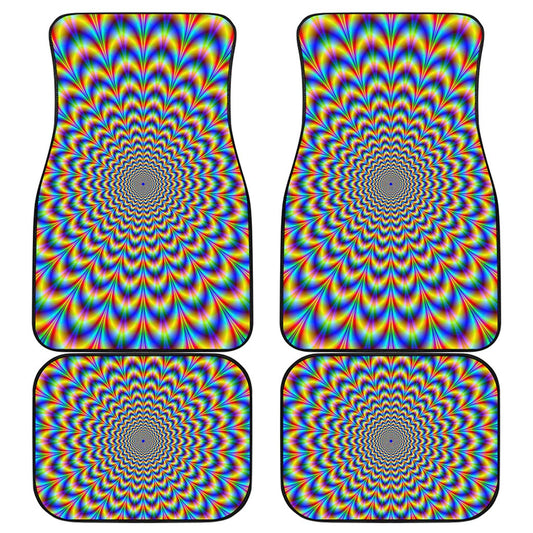 Psychedelic Wave Optical Illusion Front and Back Car Floor Mats