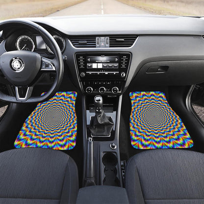 Psychedelic Wave Optical Illusion Front and Back Car Floor Mats