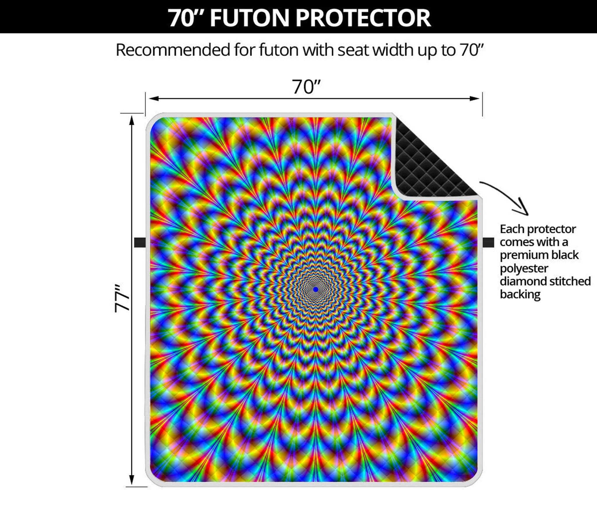 Psychedelic Wave Optical Illusion Futon Protector