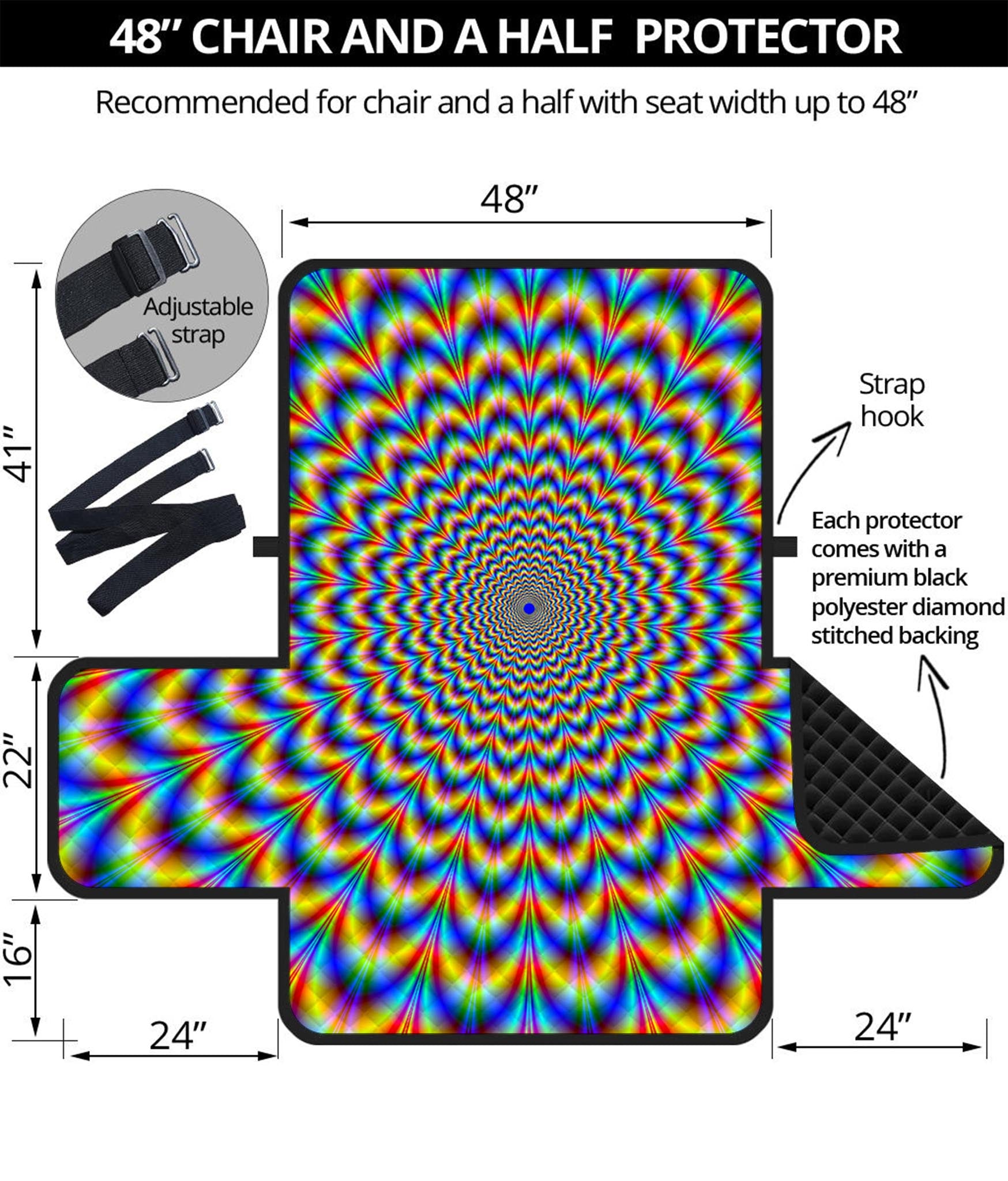 Psychedelic Wave Optical Illusion Half Sofa Protector