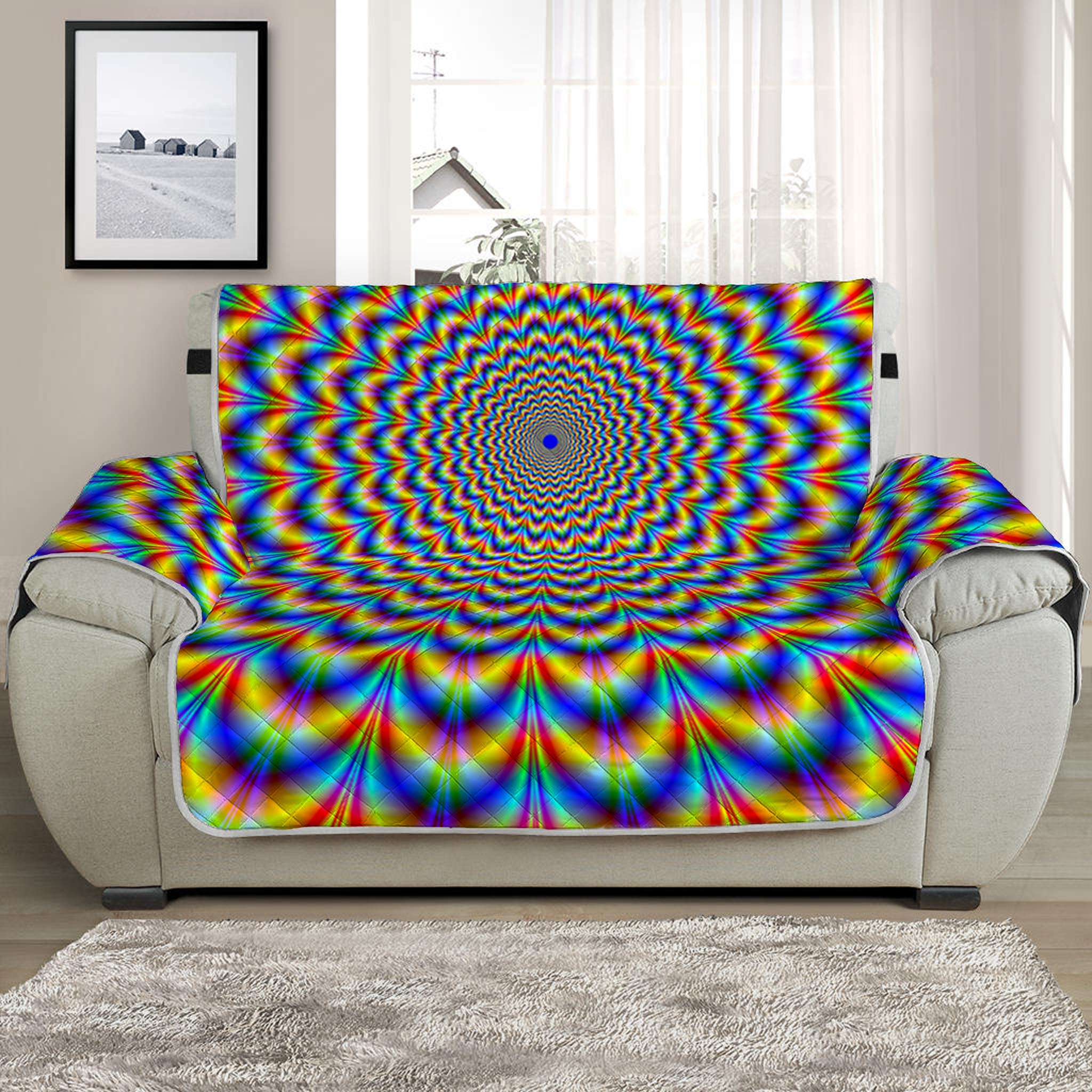 Psychedelic Wave Optical Illusion Half Sofa Protector