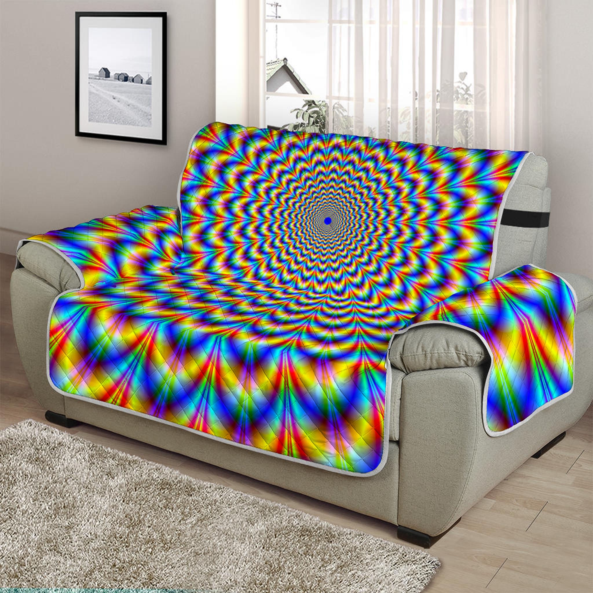 Psychedelic Wave Optical Illusion Half Sofa Protector