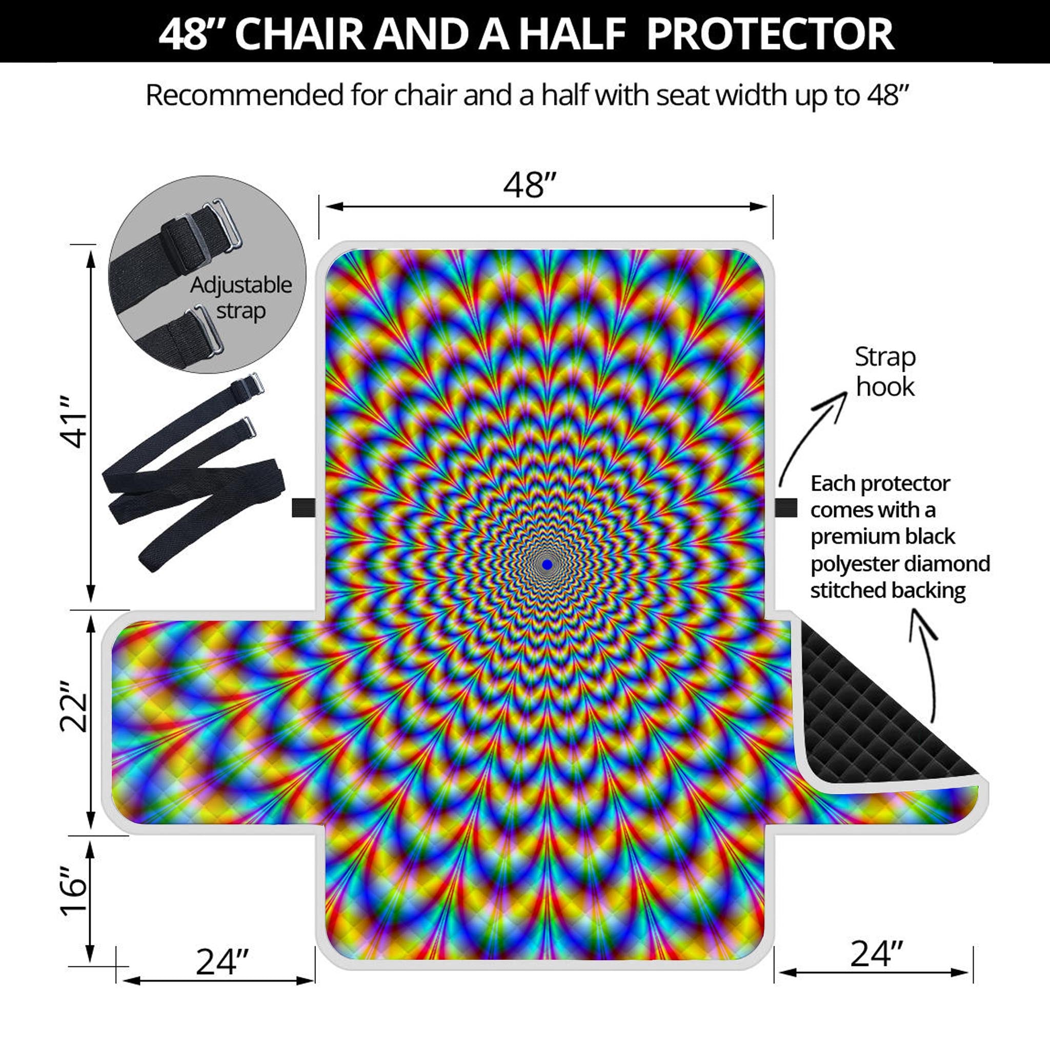 Psychedelic Wave Optical Illusion Half Sofa Protector