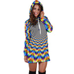 Psychedelic Wave Optical Illusion Hoodie Dress GearFrost