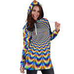 Psychedelic Wave Optical Illusion Hoodie Dress GearFrost