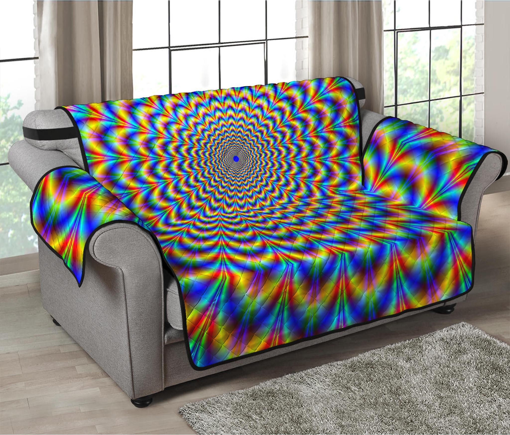 Psychedelic Wave Optical Illusion Loveseat Protector