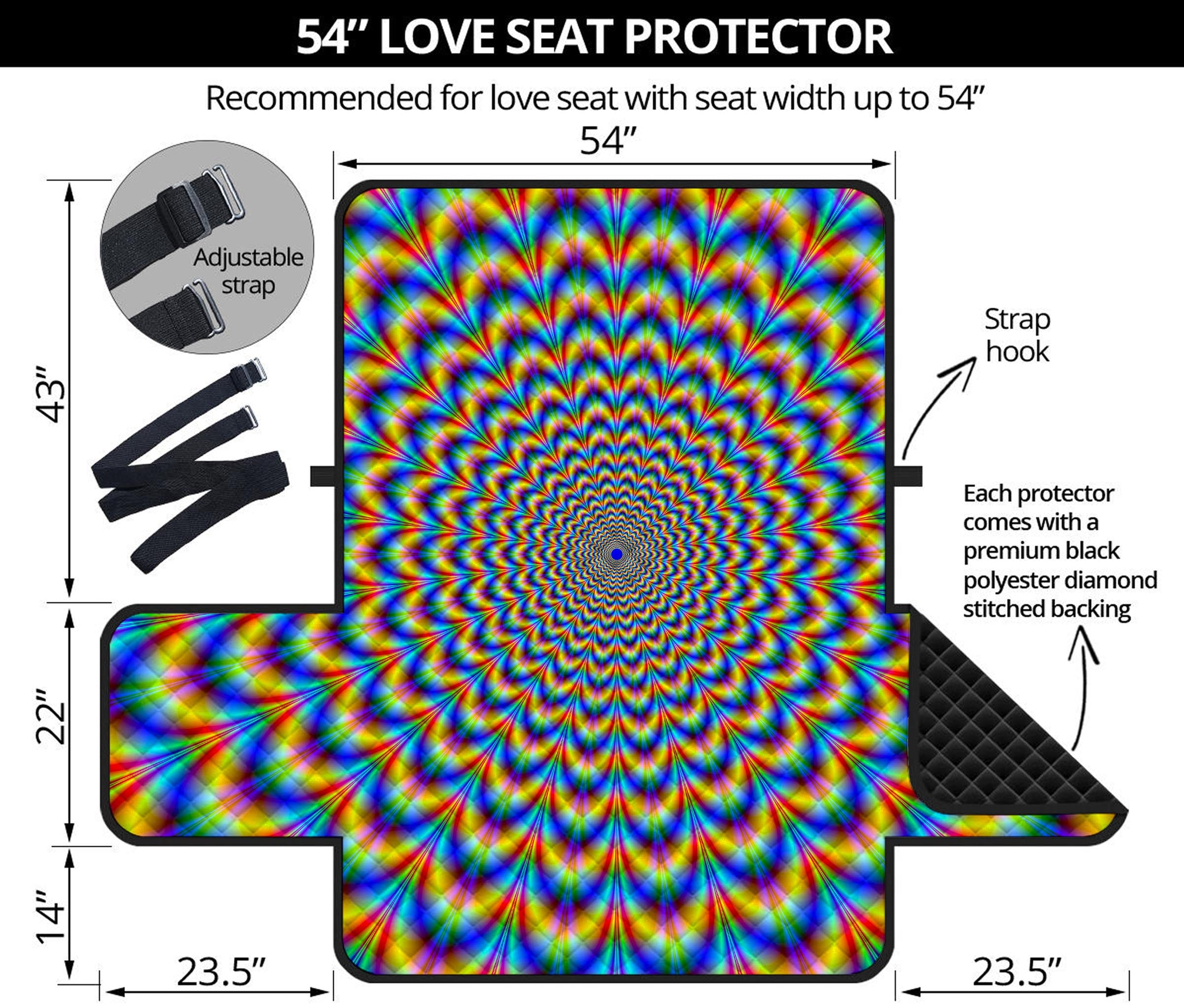 Psychedelic Wave Optical Illusion Loveseat Protector