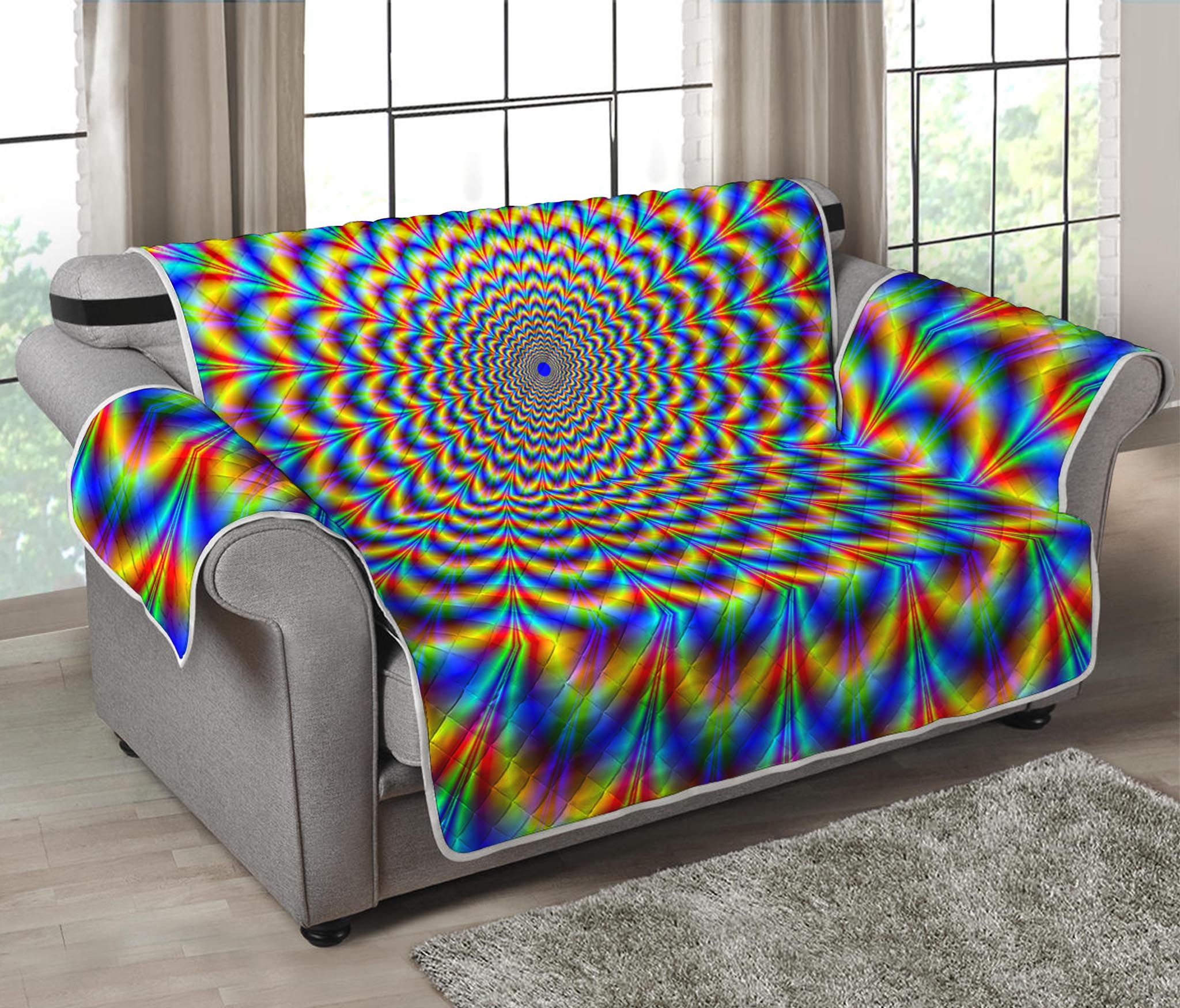 Psychedelic Wave Optical Illusion Loveseat Protector