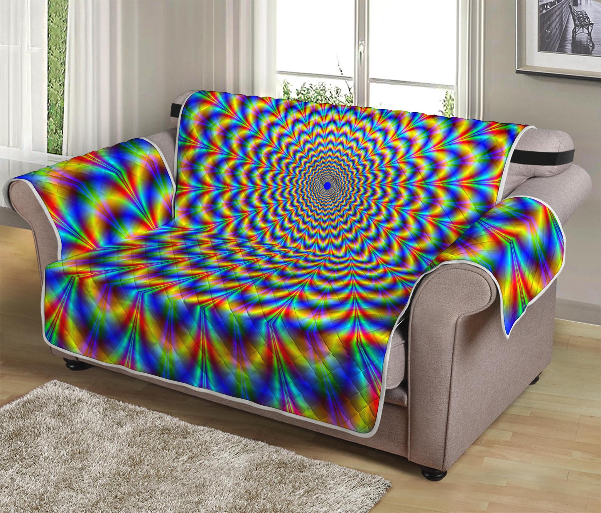 Psychedelic Wave Optical Illusion Loveseat Protector