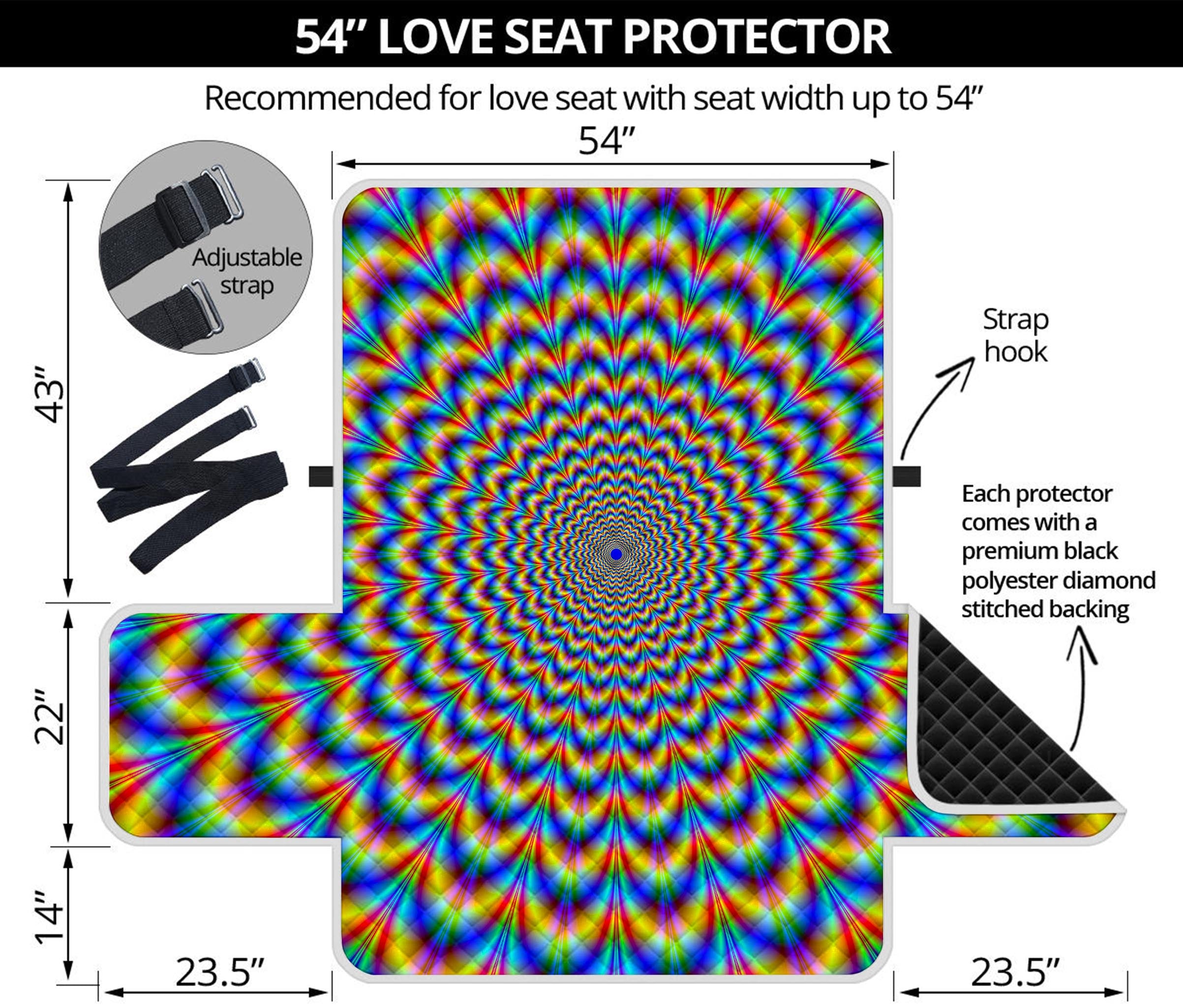 Psychedelic Wave Optical Illusion Loveseat Protector