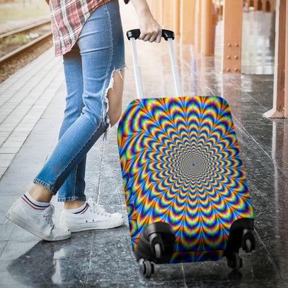 Psychedelic Wave Optical Illusion Luggage Cover GearFrost