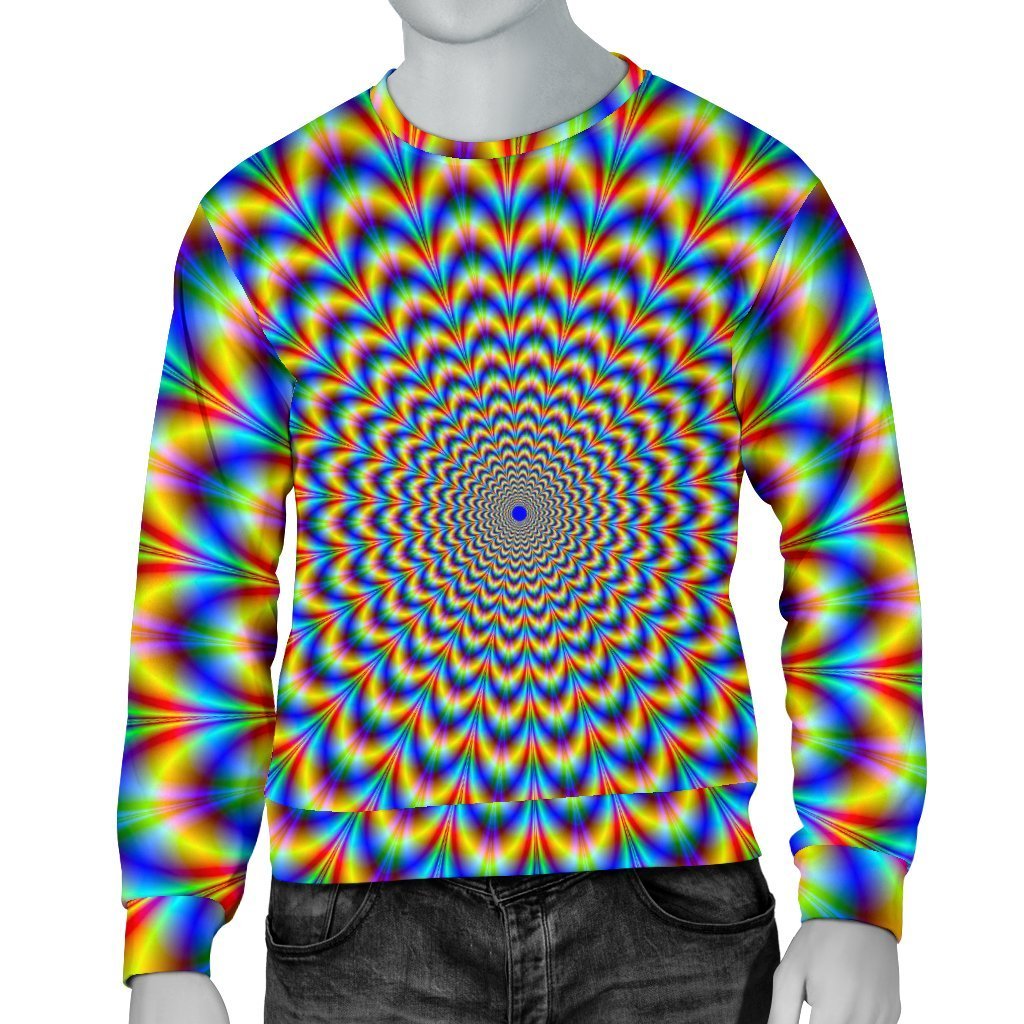 Psychedelic Wave Optical Illusion Men's Crewneck Sweatshirt GearFrost