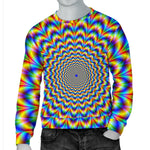 Psychedelic Wave Optical Illusion Men's Crewneck Sweatshirt GearFrost