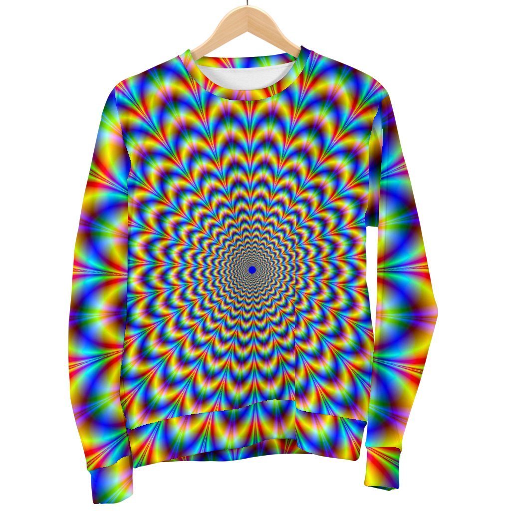 Psychedelic Wave Optical Illusion Men's Crewneck Sweatshirt GearFrost