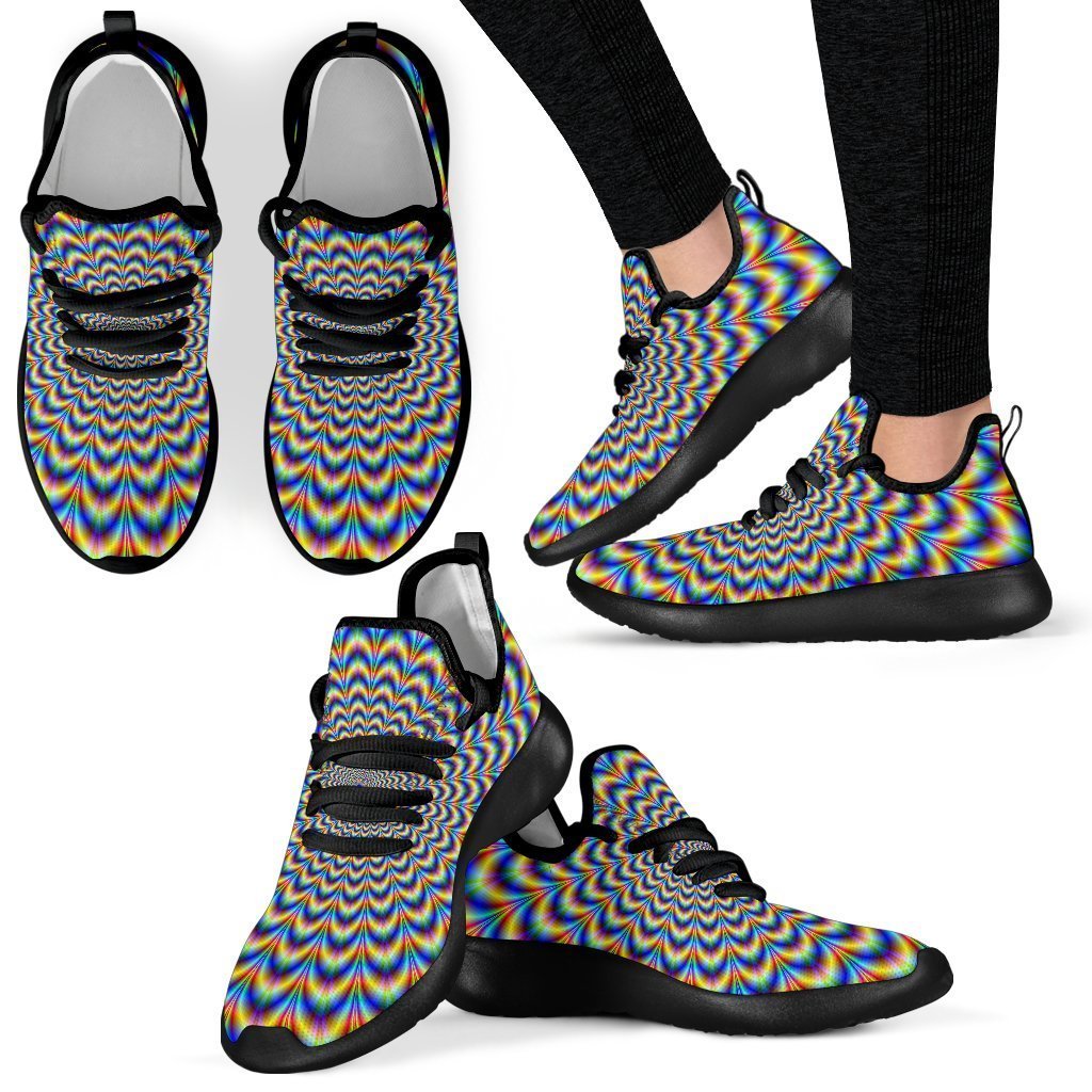 Psychedelic Wave Optical Illusion Mesh Knit Shoes GearFrost