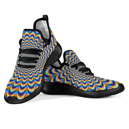 Psychedelic Wave Optical Illusion Mesh Knit Shoes GearFrost